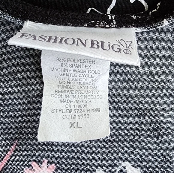 Fashion Bug Vintage 90's Women's XL Black Floral Chest Knot Blouse - Picture 3 of 6